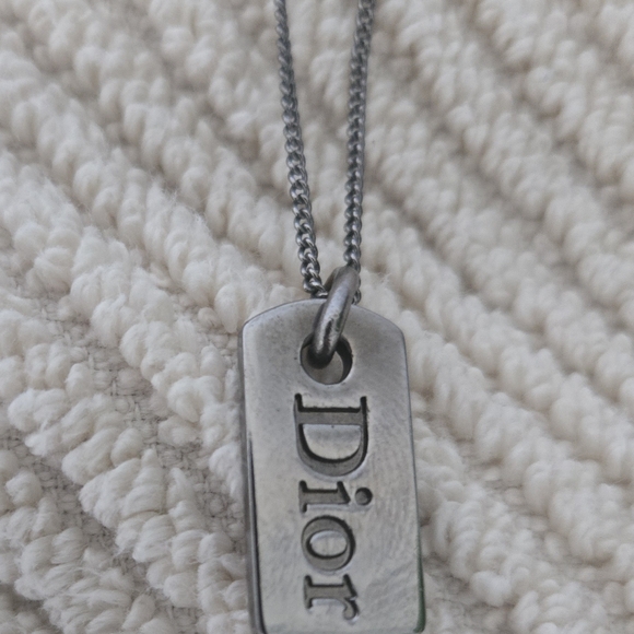 Dior Gray Tag Necklace